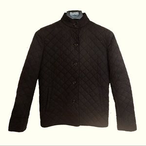 Ralph Lauren Black Label quilted button jacket sz Med fleece lined dark brown